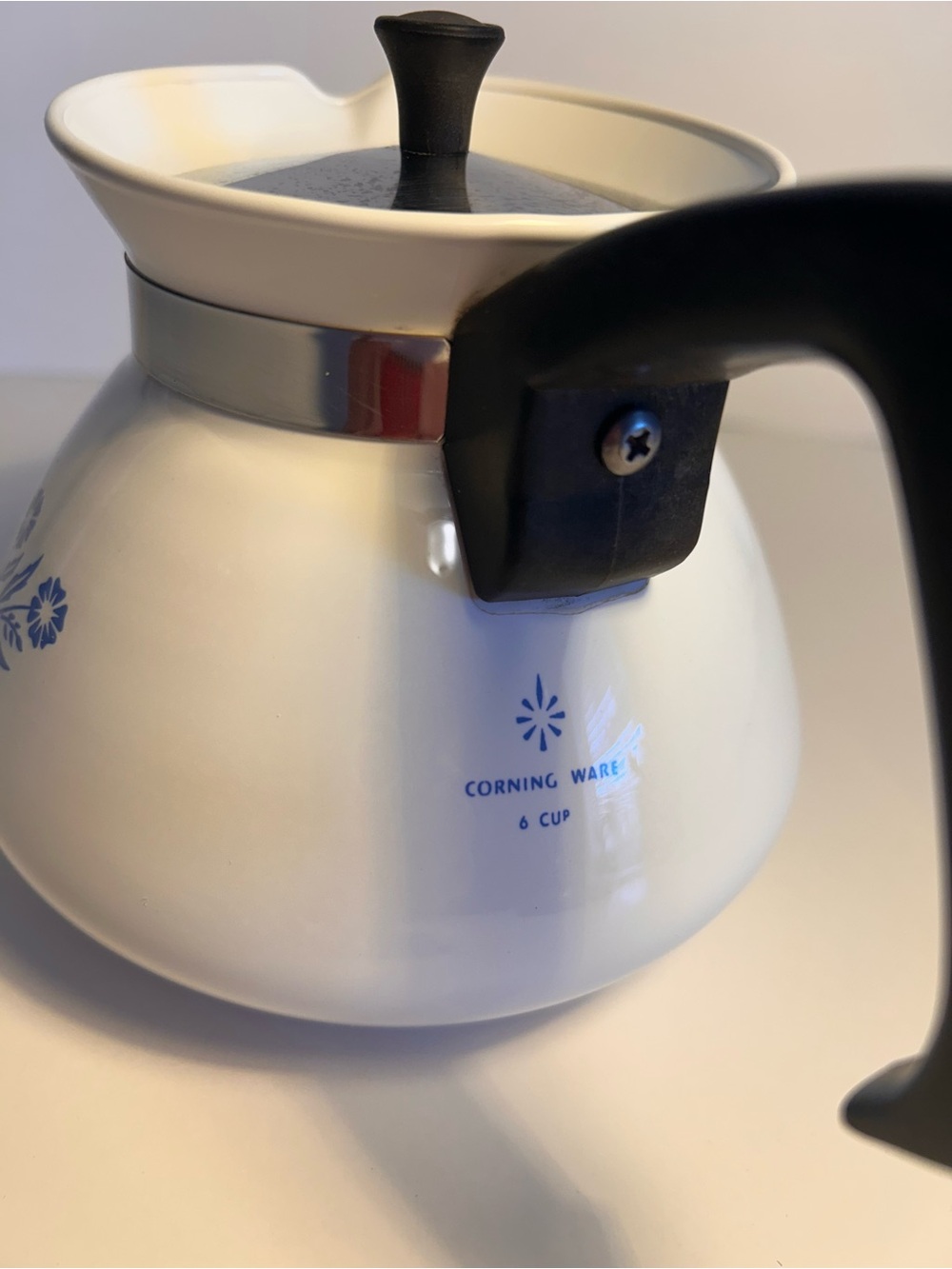 Vintage Corning Ware Blue Cornflower 6 Cup Tea Pot with Metal Lid - Picture 10 of 12